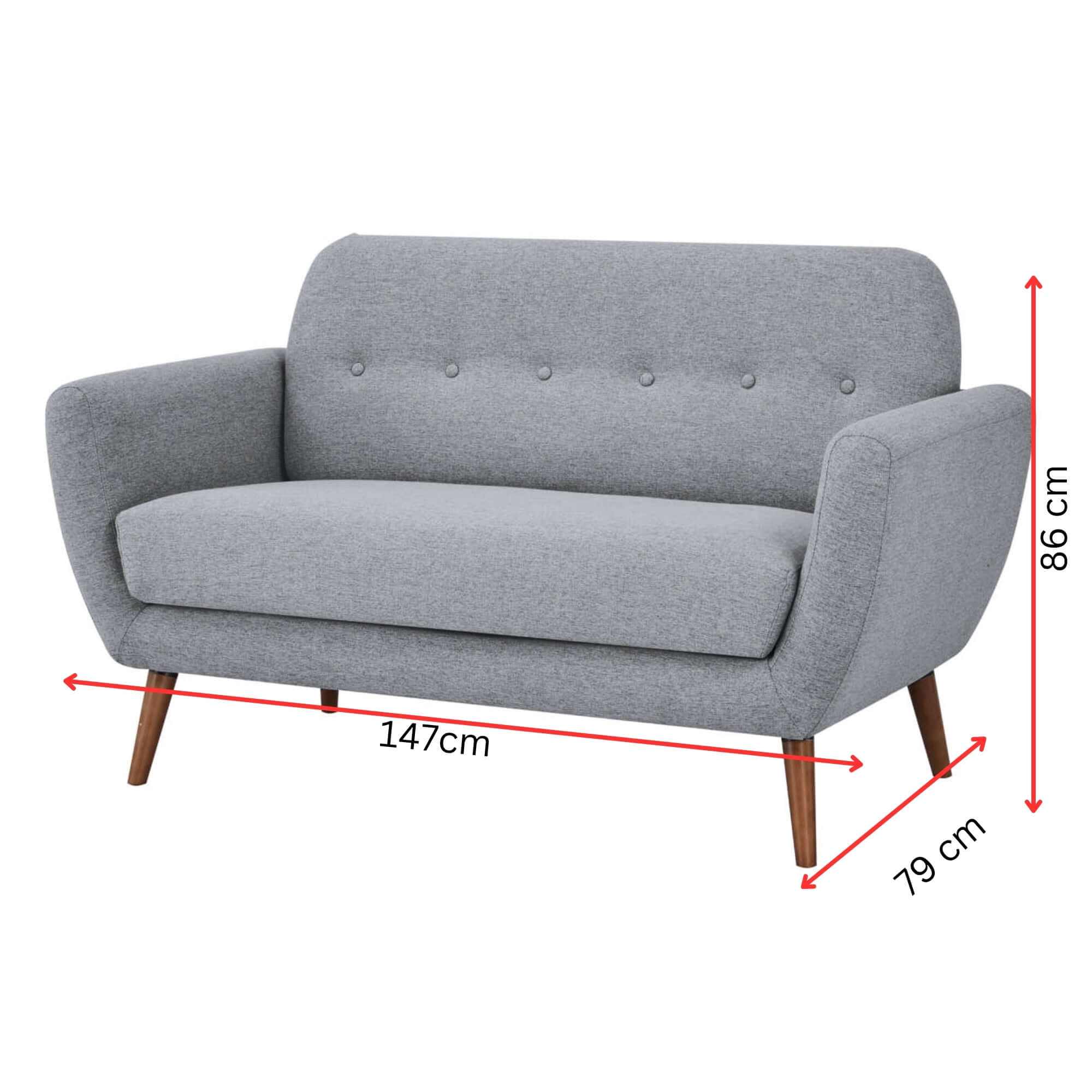 Lilliana 3+2+1 Sofa Set Fabric Upholstered Lounge Couch - Light Grey