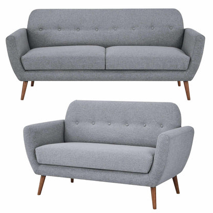 Lilliana 3 + 2 Seater Danish Modern Sofa Upholstered Lounge - Light Gr