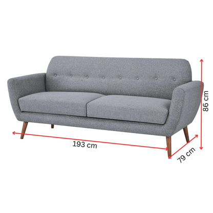 Lilliana 3 + 2 Seater Danish Modern Sofa Upholstered Lounge - Light Gr