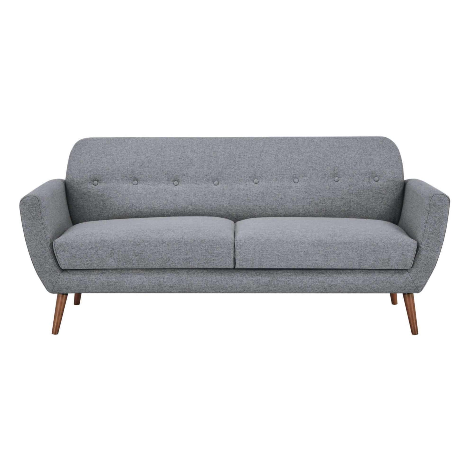Lilliana 3 Seater Light Grey Fabric Sofa Upholstered Couch
