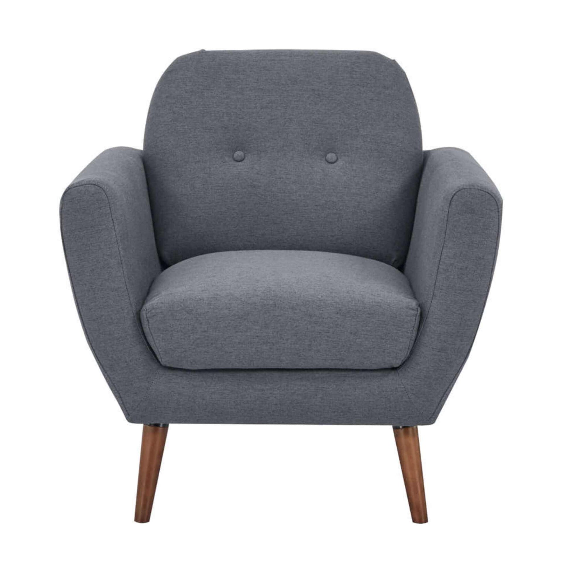 Lilliana 1 Seater Sofa Arm Chair Fabric Upholstered Lounge Couch - Dar