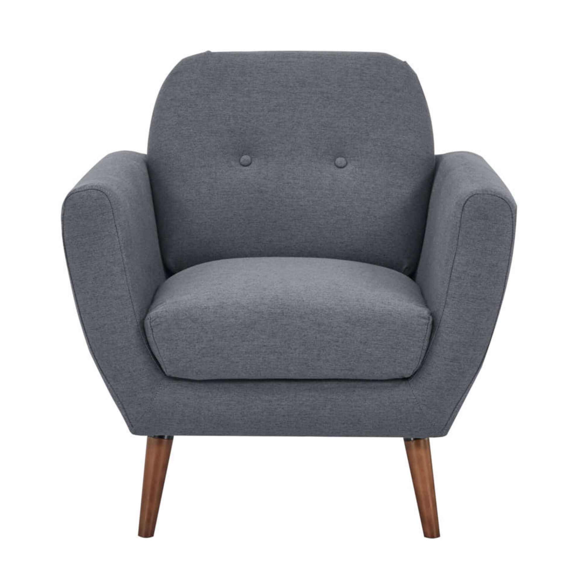 Lilliana 1 Seater Sofa Arm Chair Fabric Upholstered Lounge Couch - Dar