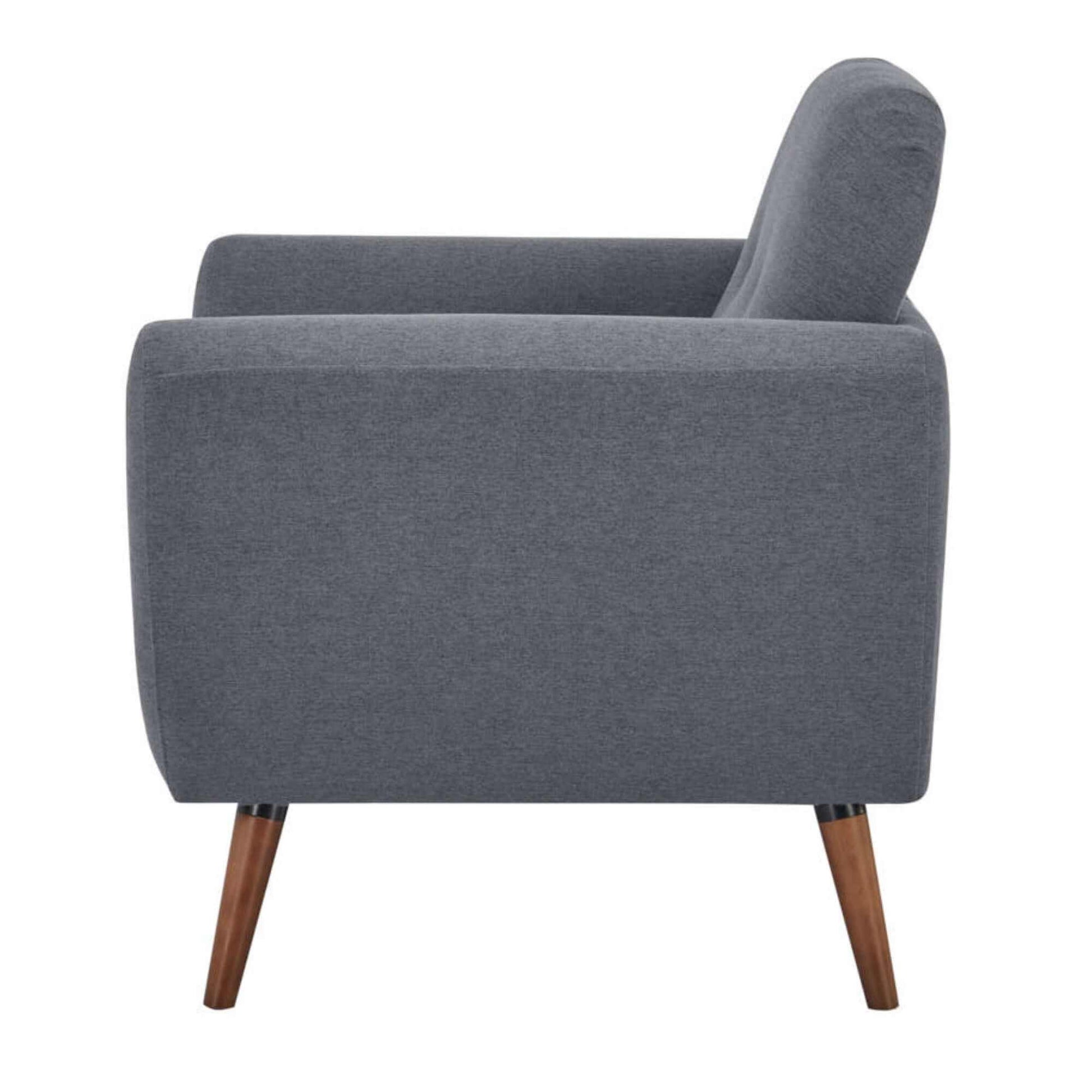 Lilliana 1 Seater Sofa Arm Chair Fabric Upholstered Lounge Couch - Dar