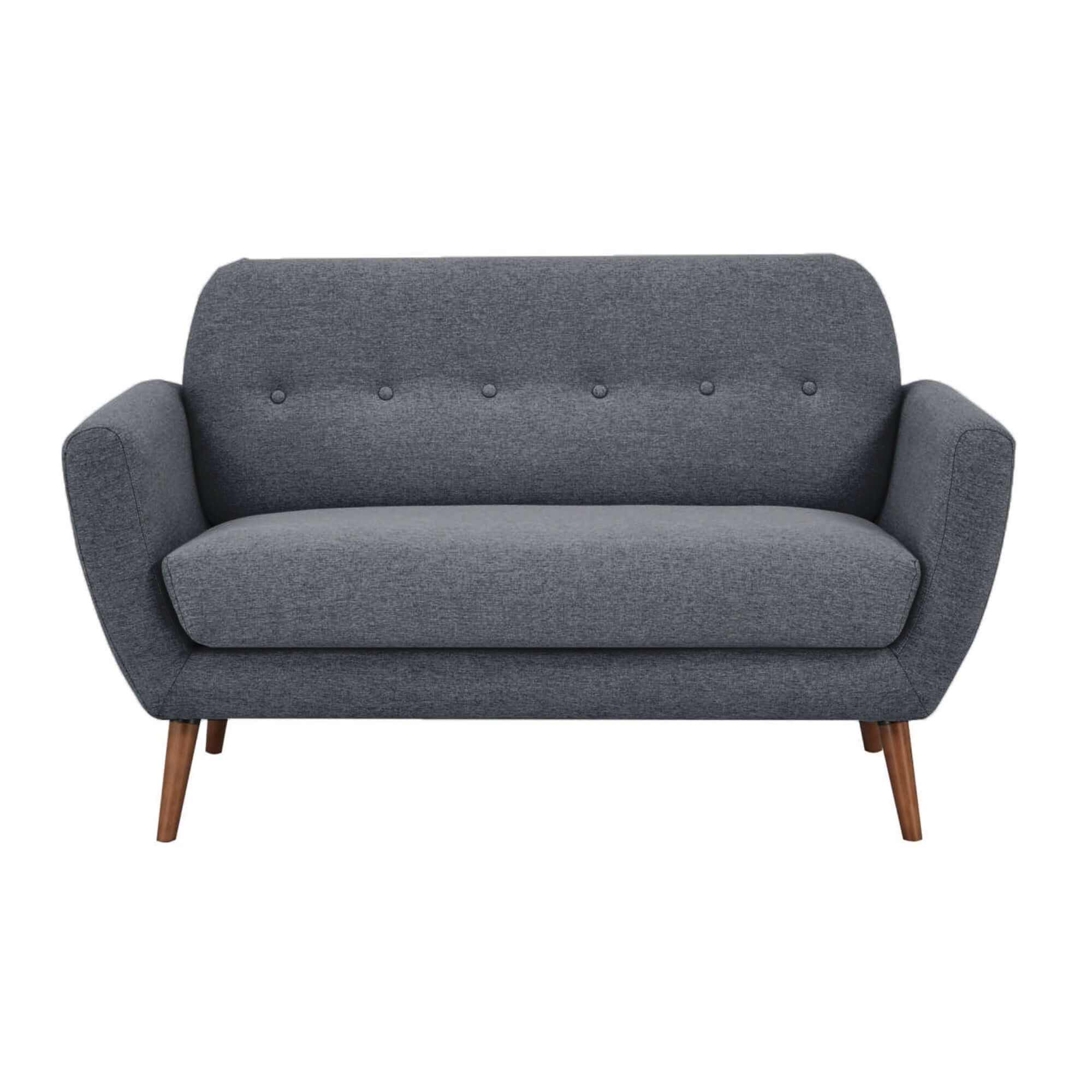 Lilliana Fabric Upholstered 2 Seater Sofa Couch - Dark Grey