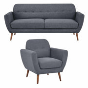 Lilliana Fabric Upholstered 3 1 Seater Sofa Lounge Couch - Dark Grey
