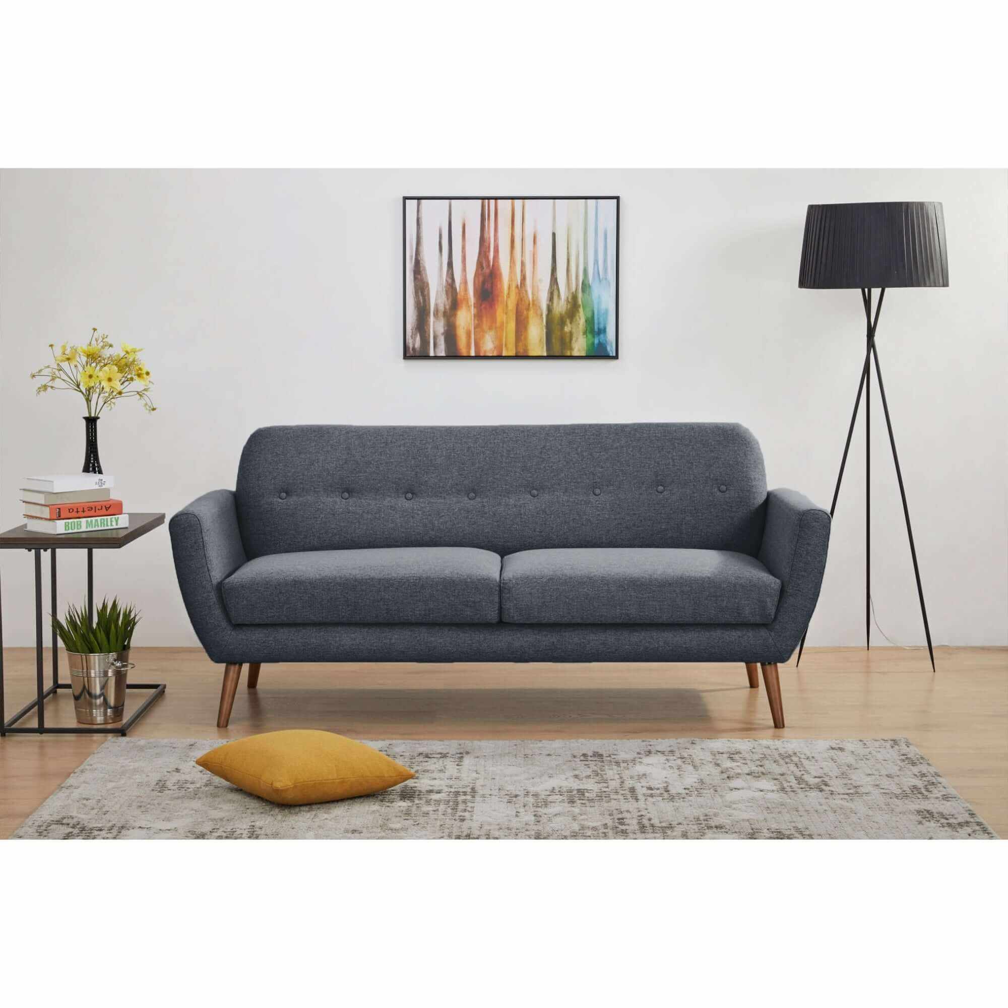 Lilliana Fabric Upholstered 3 2 1 Sofa Set Grey Lounge Couch