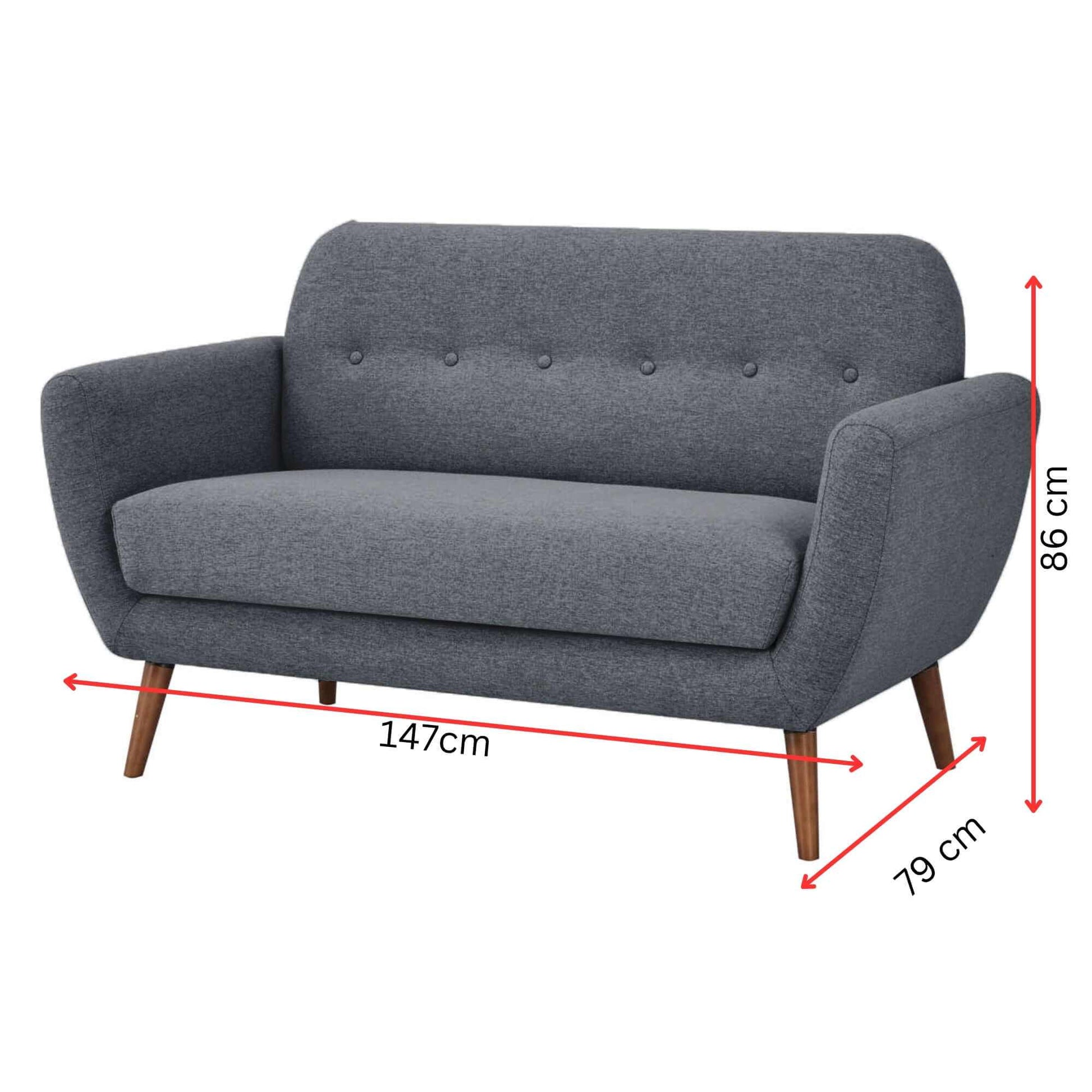 Lilliana Fabric Upholstered 3 2 1 Sofa Set Grey Lounge Couch