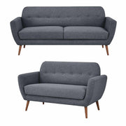 Lilliana Fabric Upholstered 3 2 Seater Sofa Set - Dark Grey