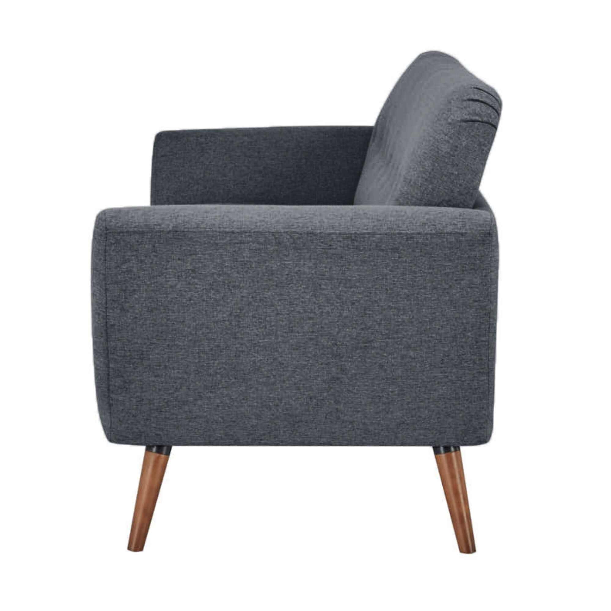 Lilliana 3 Seater Danish Style Sofa Upholstered Lounge - Dark Grey