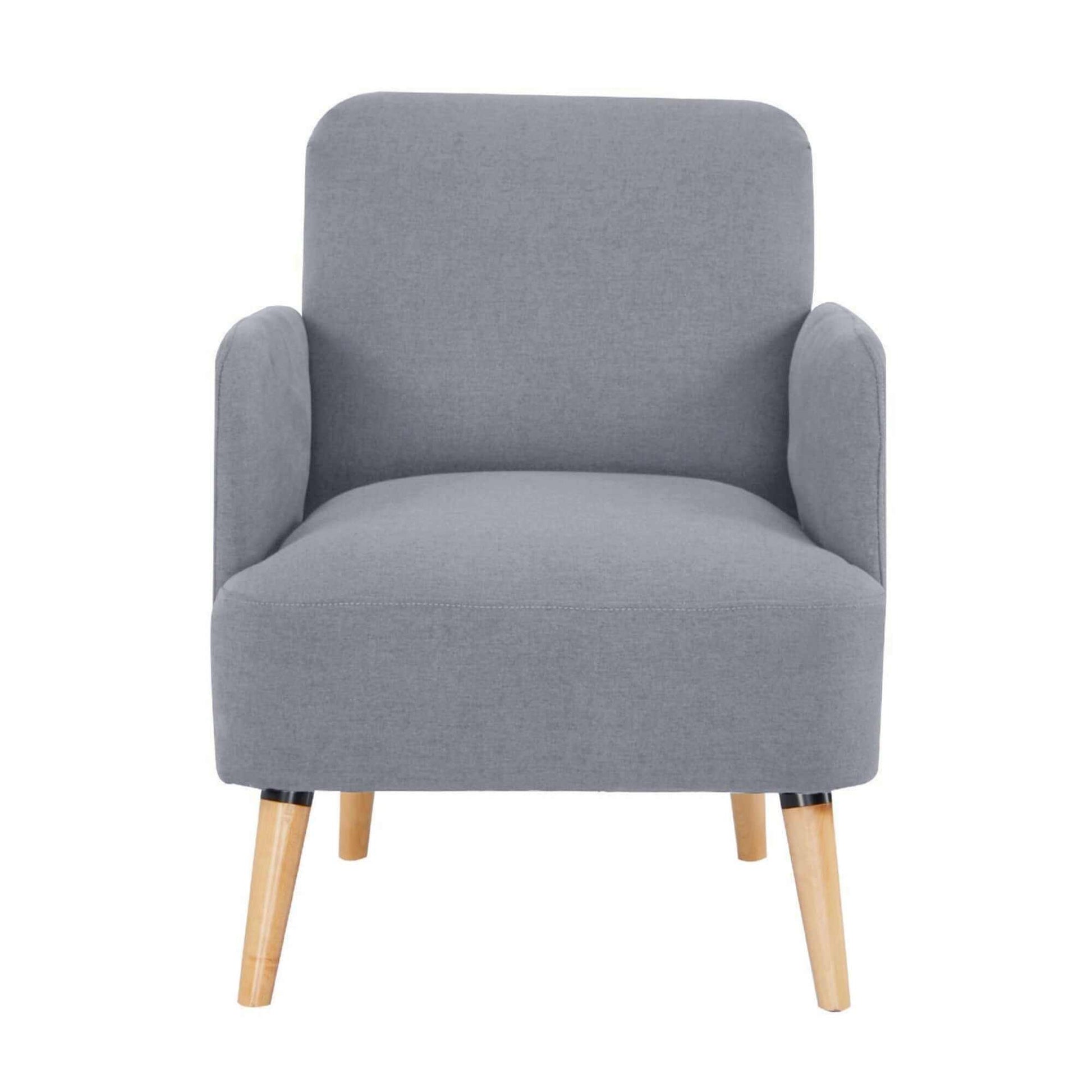 Brianna Fabric Upholstered Sofa Arm Chair Single - Light Grey