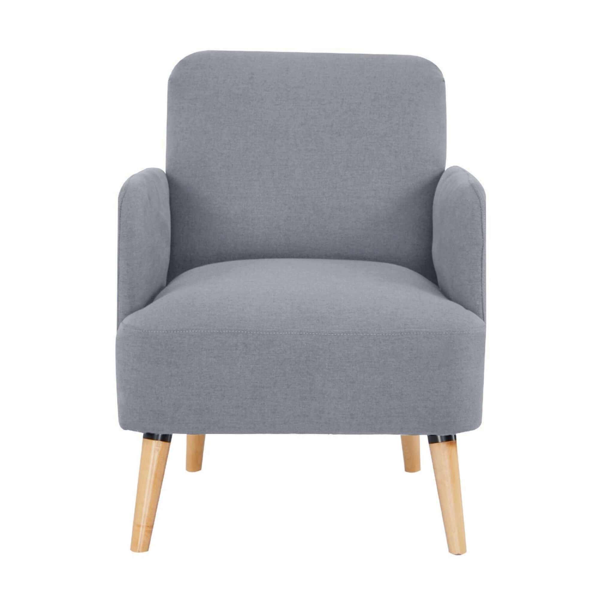 Brianna Single Sofa Arm Chair Fabric Upholstered Couch - Light Grey