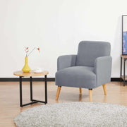 Brianna Fabric Upholstered Sofa Arm Chair Single - Light Grey