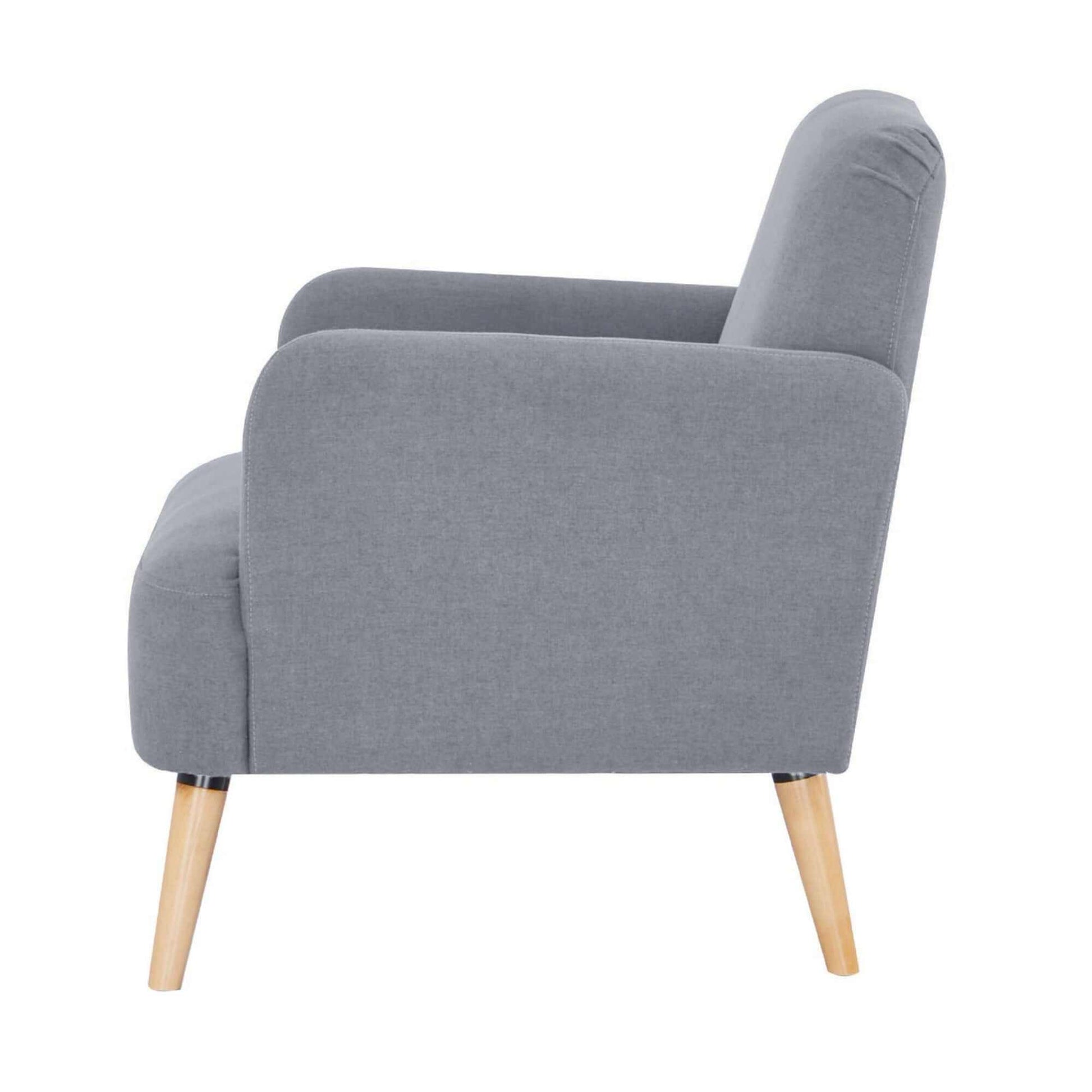 Brianna Fabric Upholstered Sofa Arm Chair Single - Light Grey