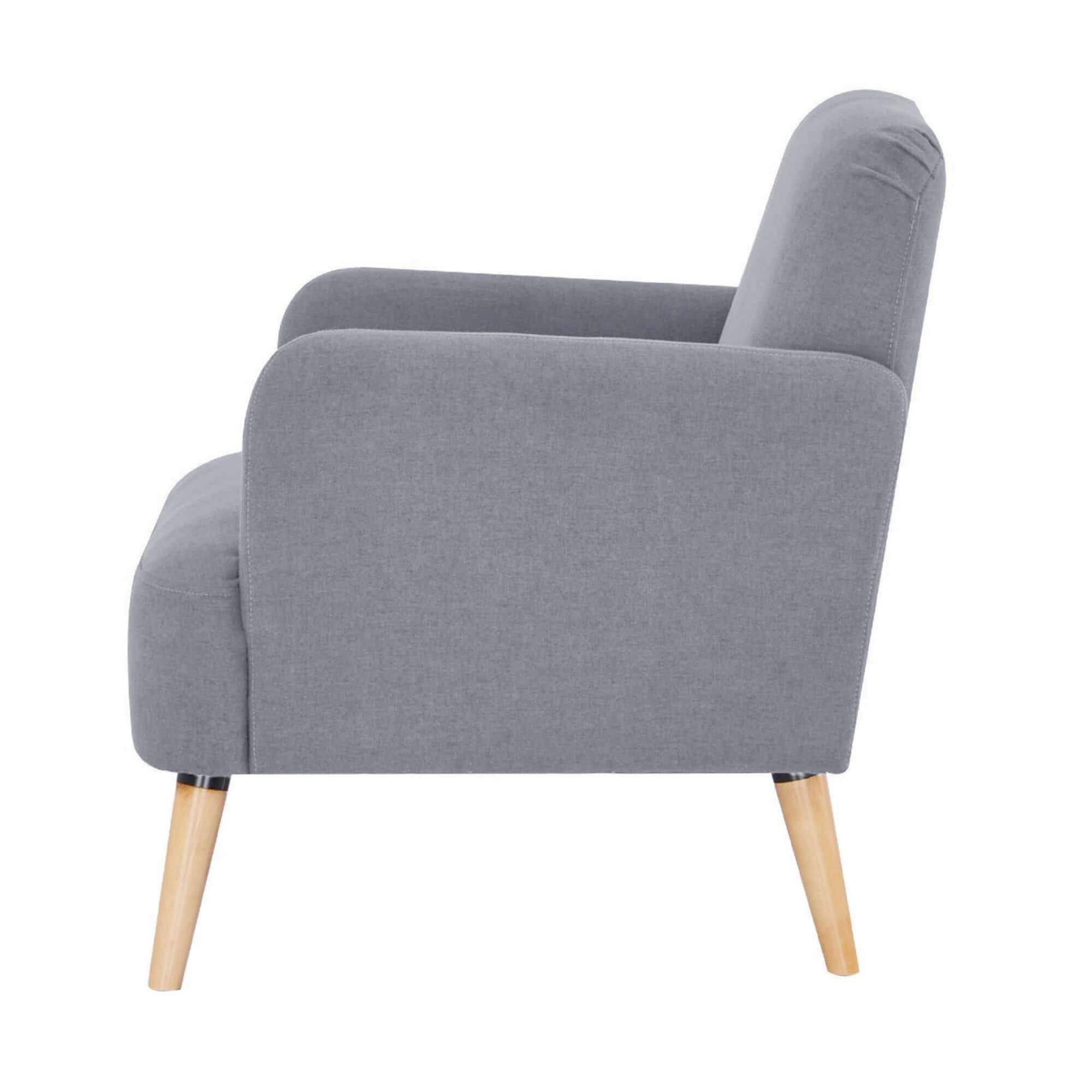Brianna Fabric Upholstered Sofa Arm Chair Single - Light Grey