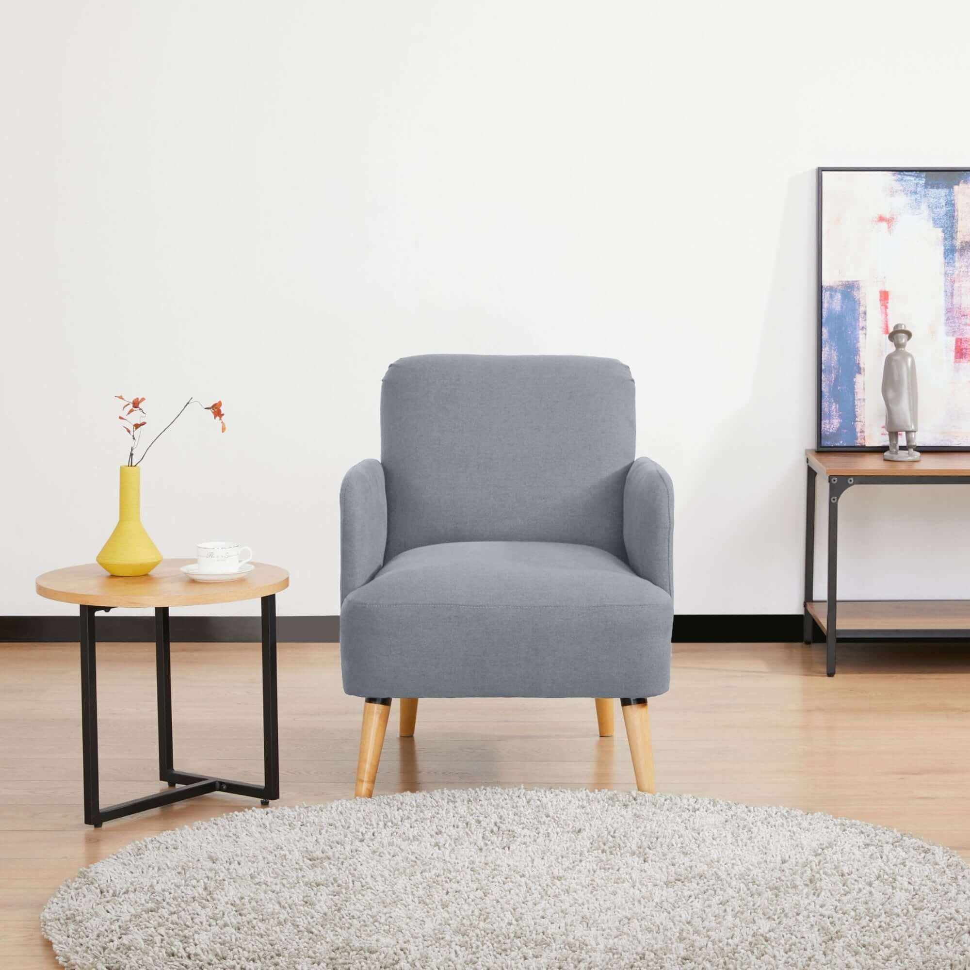 Brianna Set of 2 Sofa Arm Chair Fabric Upholstered Couch - Light Grey