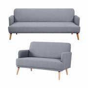 Brianna Fabric Upholstered 3 2 Seater Couch - Light Grey