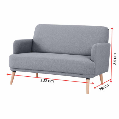 Brianna 3 + 2 Seater Sofa Fabric Upholstered Lounge Couch - Light Grey