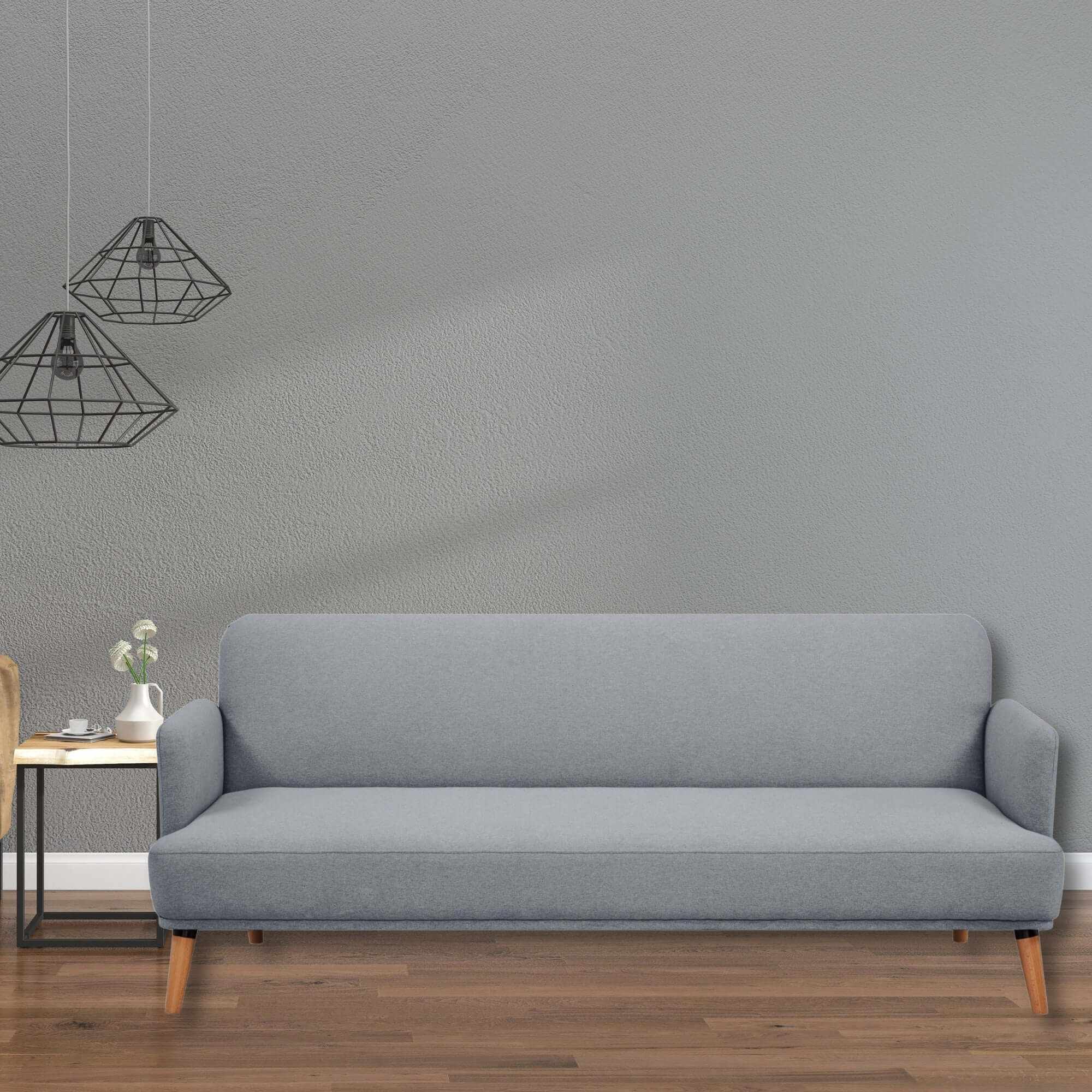 Brianna 3 Seater Sofa Bed Fabric Upholstered Couch - Light Grey