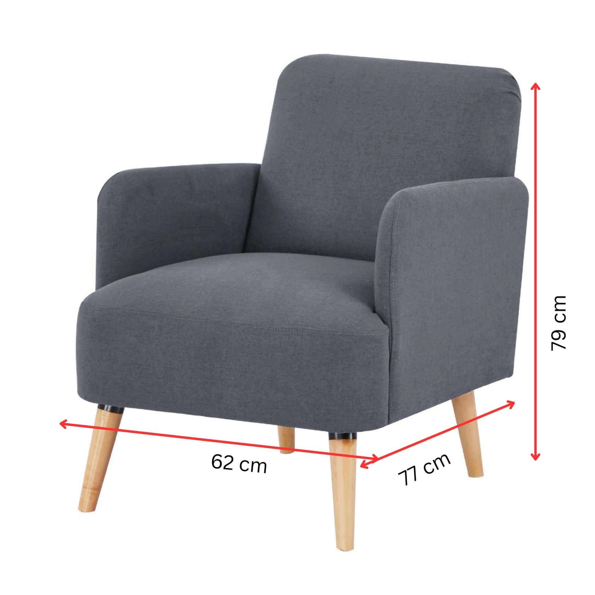 Brianna One Seater Sofa Armchair - Dark Grey