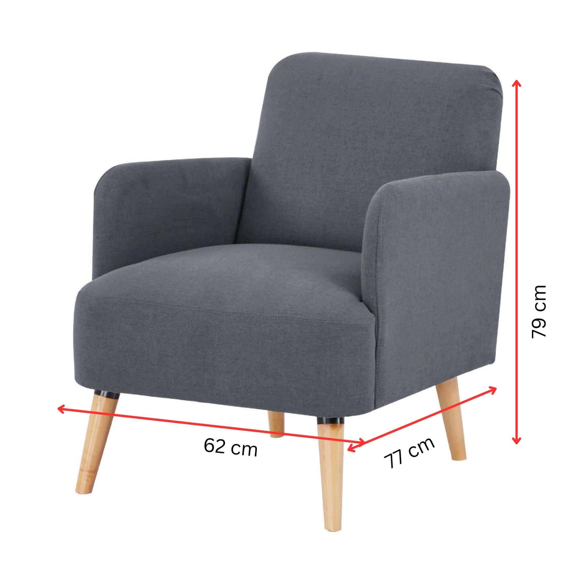 Brianna One Seater Sofa Armchair - Dark Grey