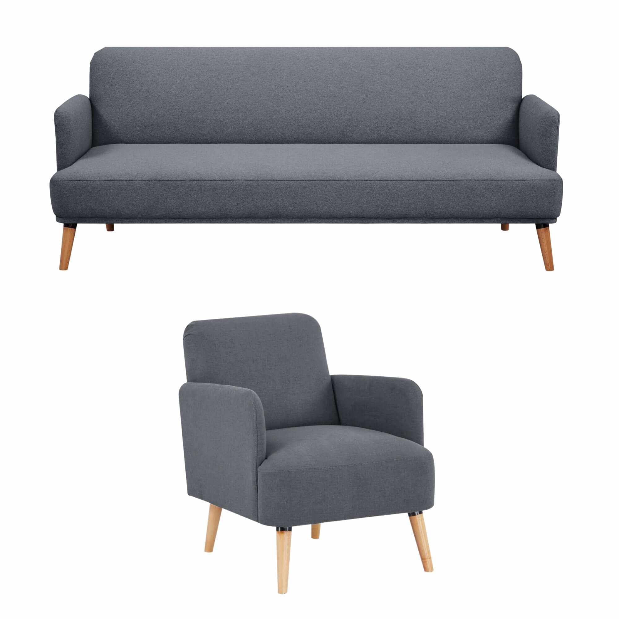 Brianna 3 + 1 Seater Scandinavian Sofa Couch - Dark Grey