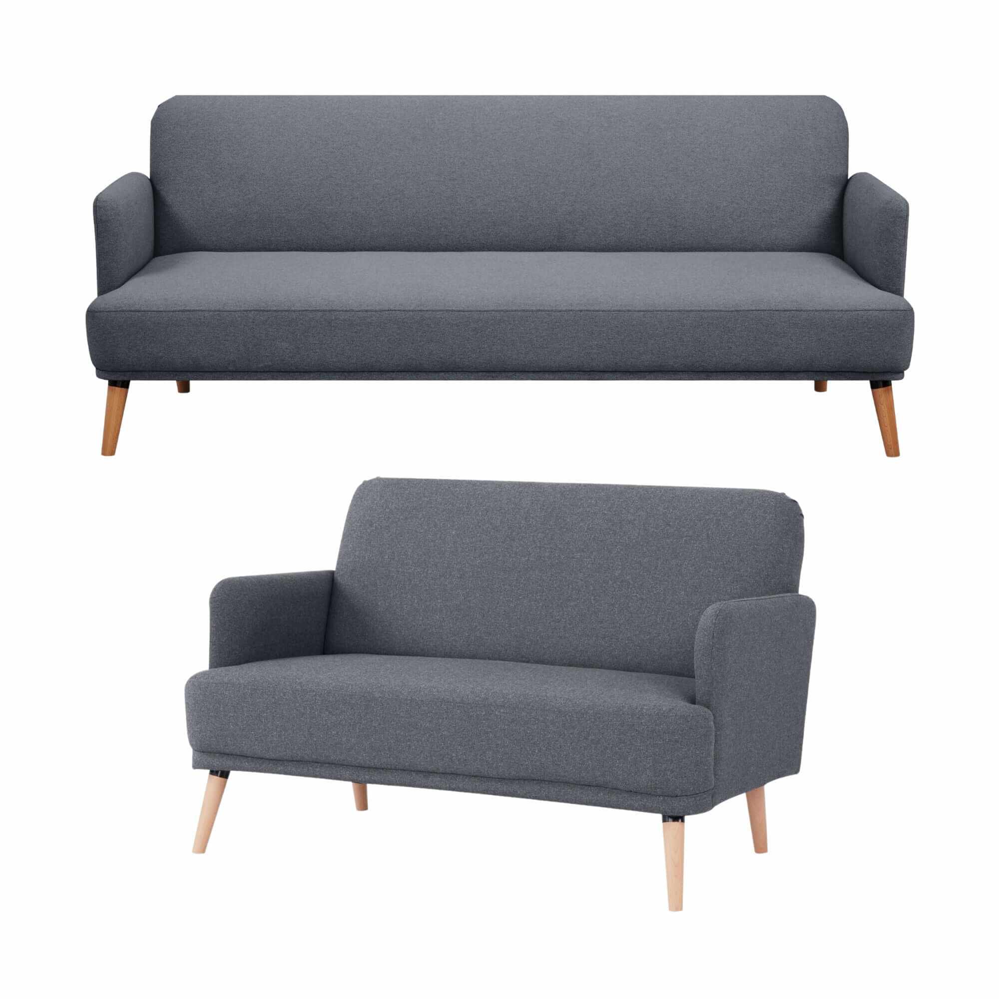 Brianna 3 + 2 Seater Fabric Upholstered Dark Grey Living Room Couch