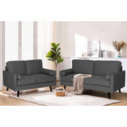 Lexi 2 + 2.5 Seater Couch Set Fabric Upholstered Lounge - Dark Grey