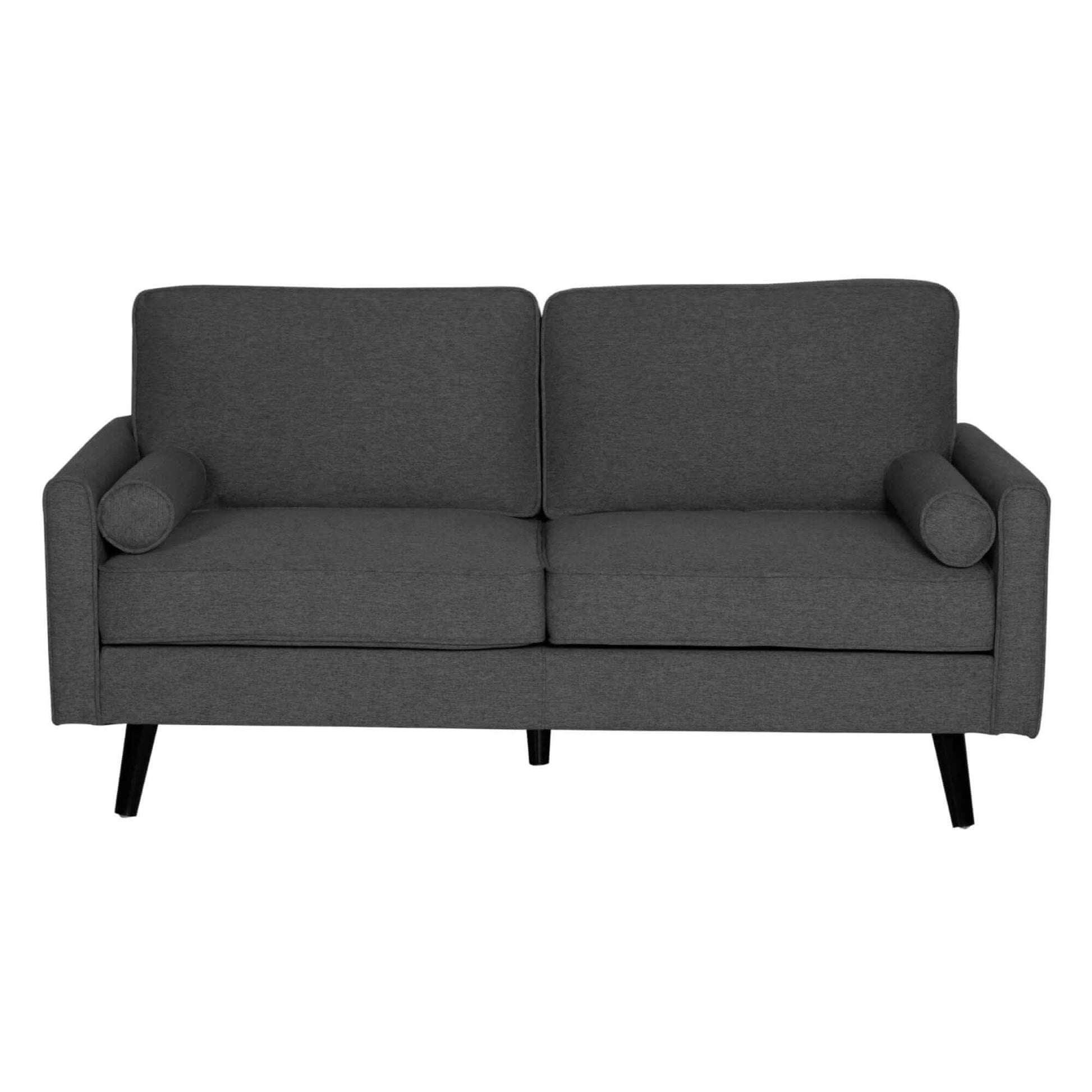 Lexi 2 + 2.5 Seater Couch Set Fabric Upholstered Lounge - Dark Grey