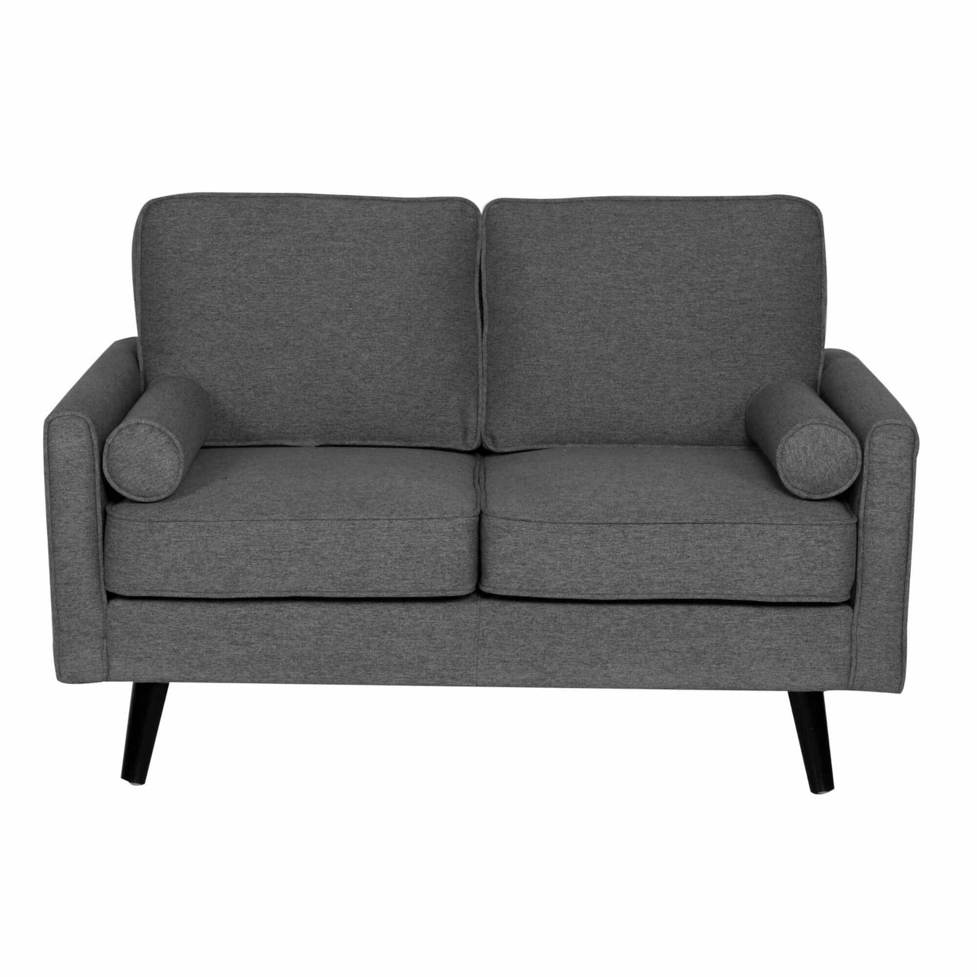 Lexi 2 + 2.5 Seater Couch Set Fabric Upholstered Lounge - Dark Grey