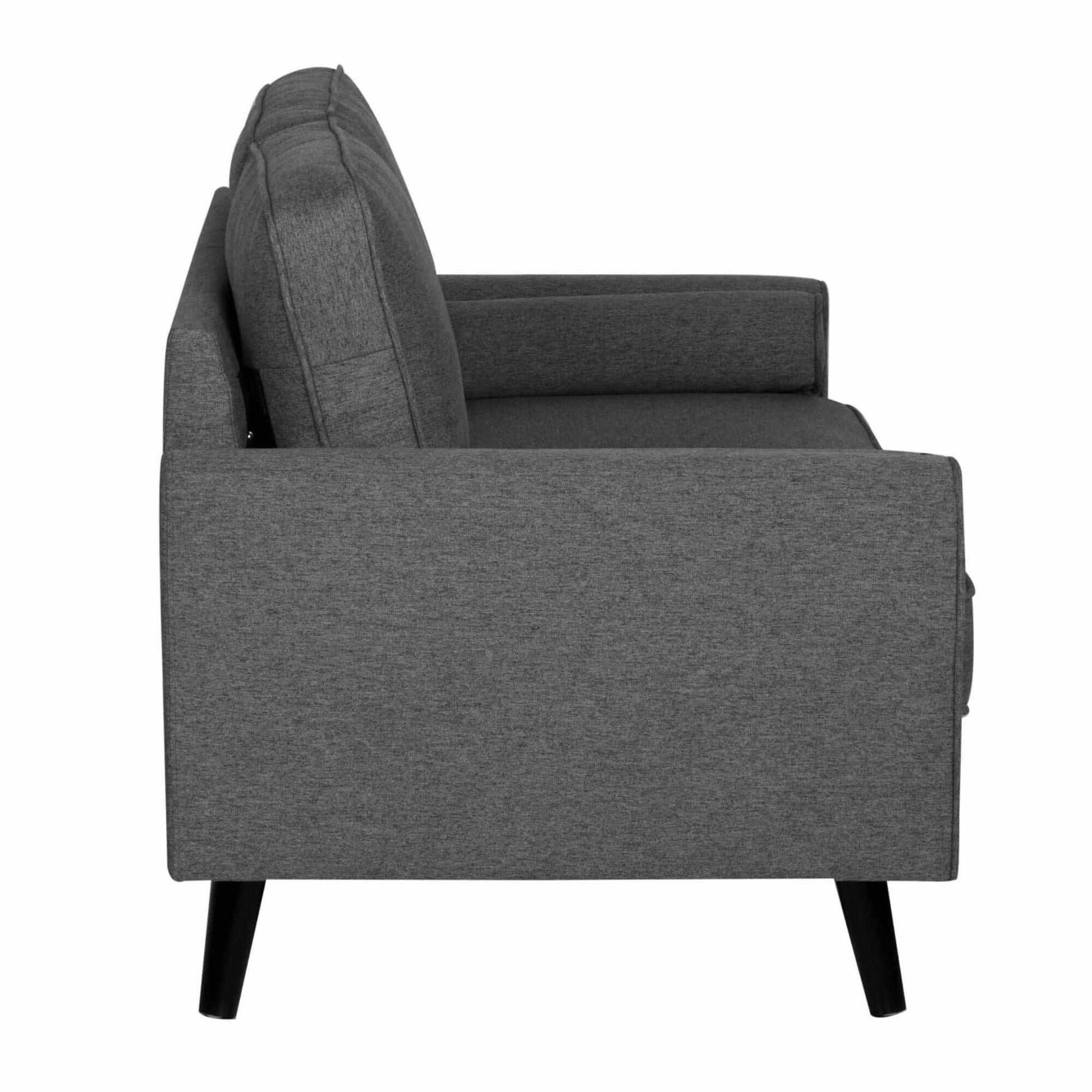 Lexi 2 + 2.5 Seater Couch Set Fabric Upholstered Lounge - Dark Grey