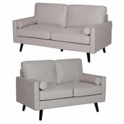 Lexi 2 + 2.5 Seater Fabric Upholstered Living Room Light Grey Couch
