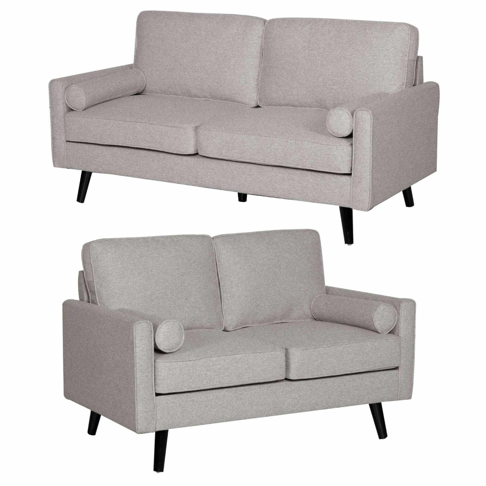 Lexi 2 + 2.5 Seater Fabric Upholstered Living Room Light Grey Couch