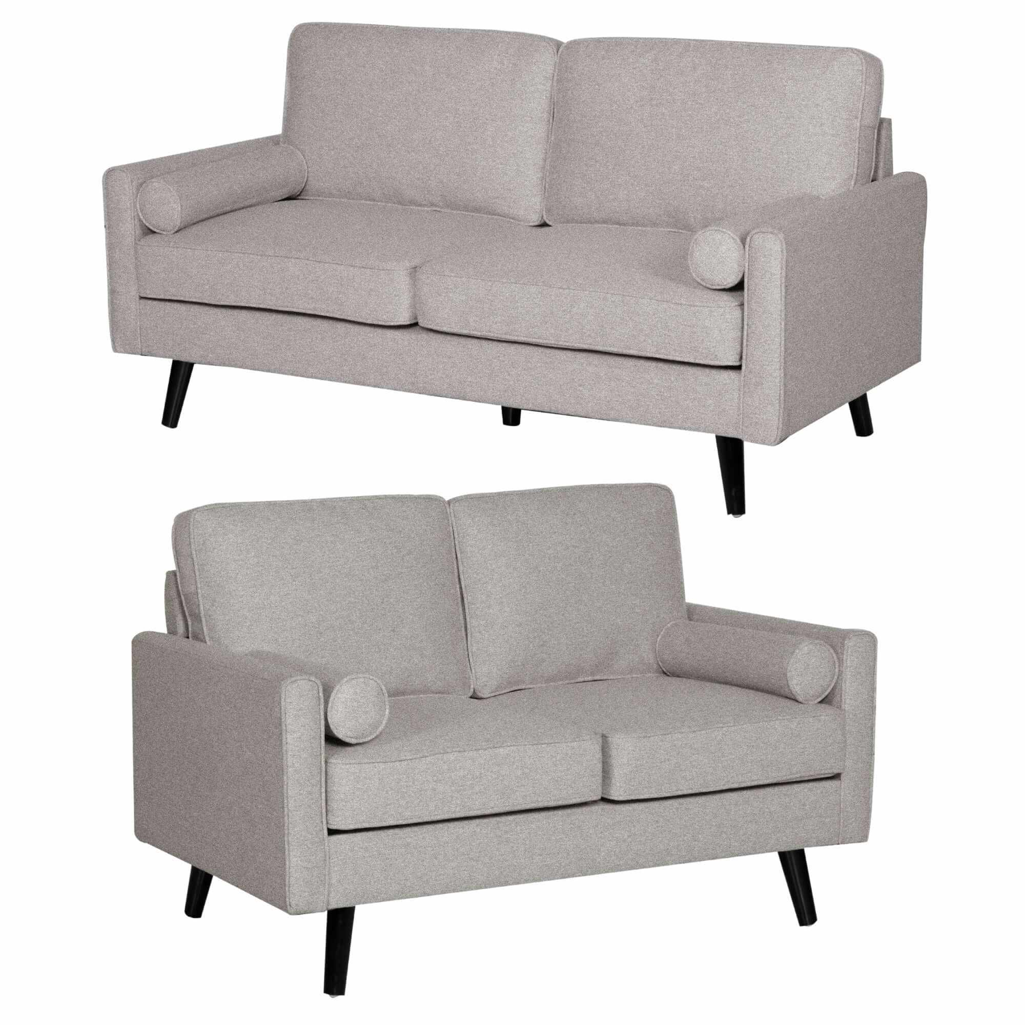 Lexi 2 + 2.5 Seater Fabric Upholstered Living Room Light Grey Couch