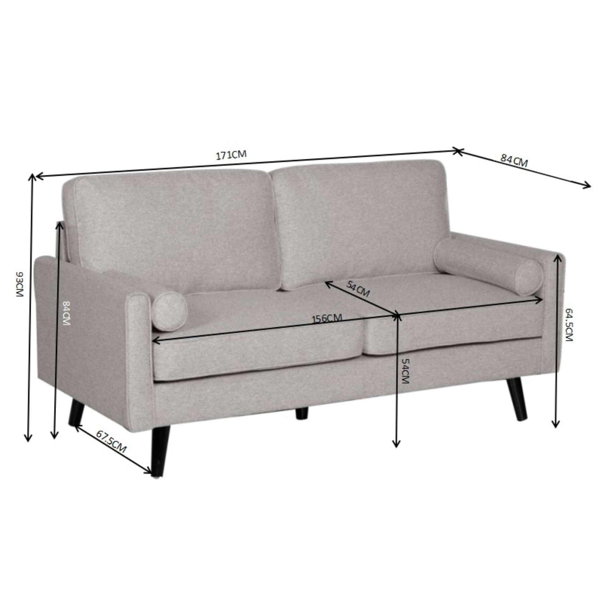 Lexi 2 + 2.5 Seater Fabric Upholstered Living Room Light Grey Couch