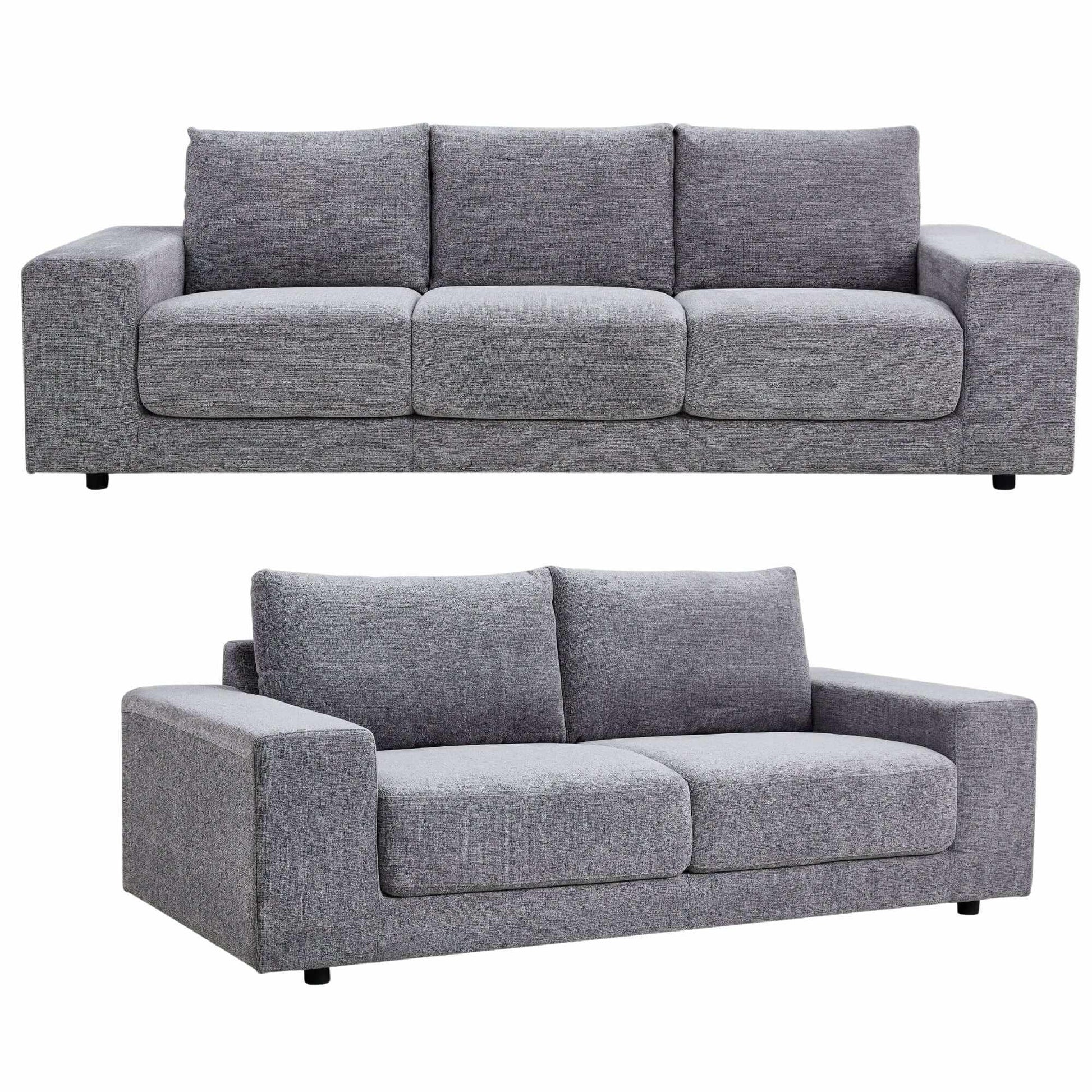 Eliana 4 + 3 Seater Fabric Sofa Set Upholstered Lounge - Fog