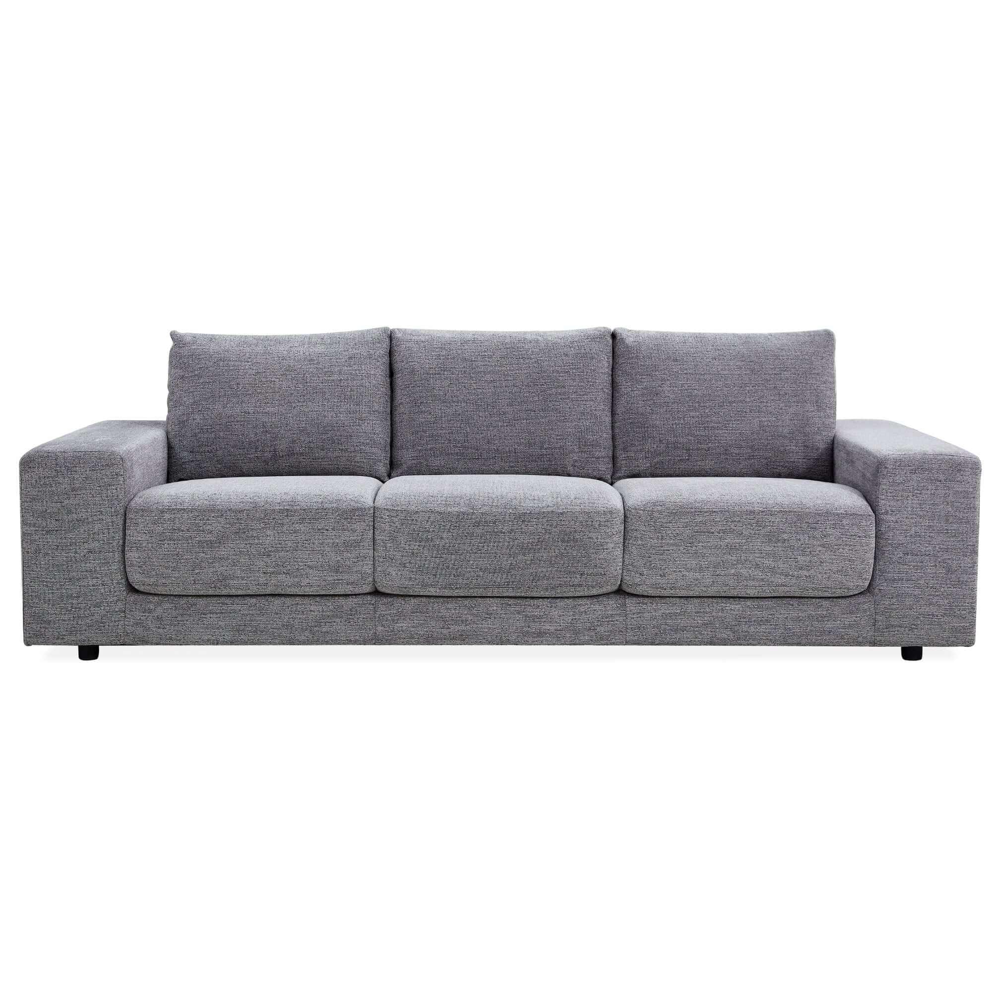 Eliana 4 + 3 Seater Sofa Fabric Upholstered Lounge Couch - Fog