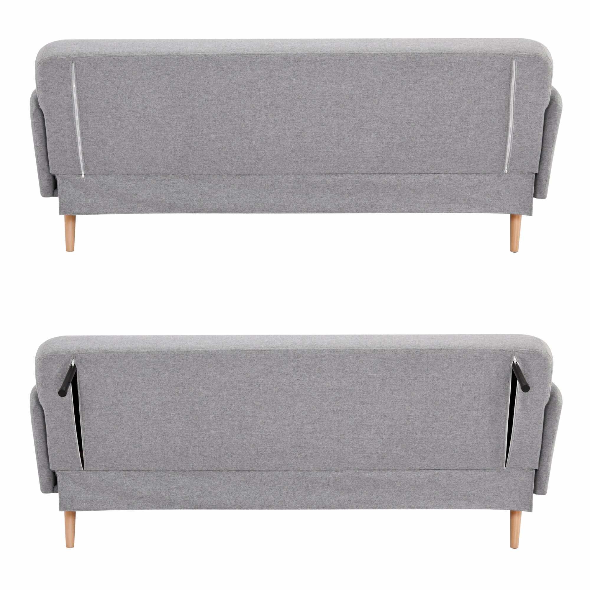 Merlin 3 Seater Sofa Futon Bed Fabric Lounge Couch - Grey