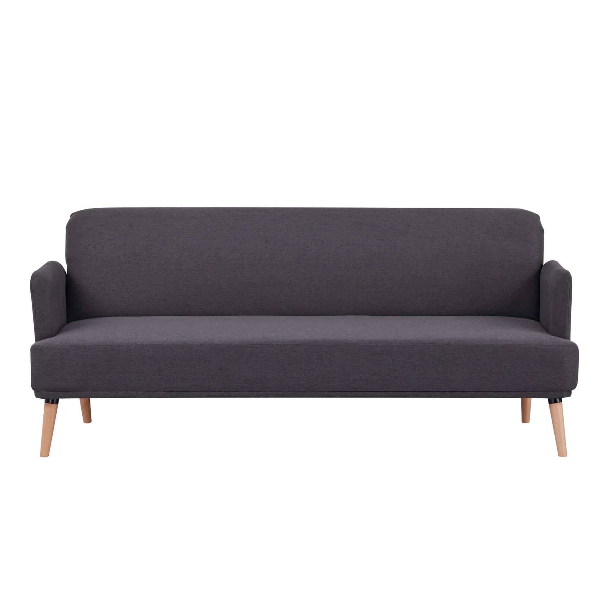 Merlin 3 Seater Sofa Futon Bed Fabric Couch - Charcoal