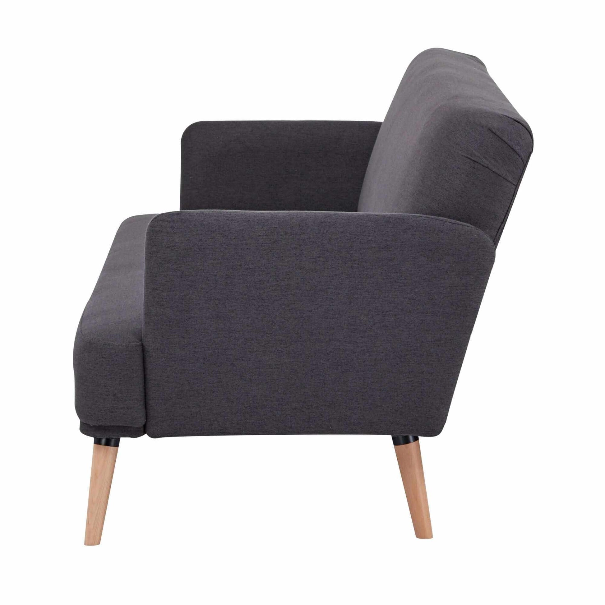 Merlin 3 Seater Sofa Futon Bed Fabric Couch - Charcoal