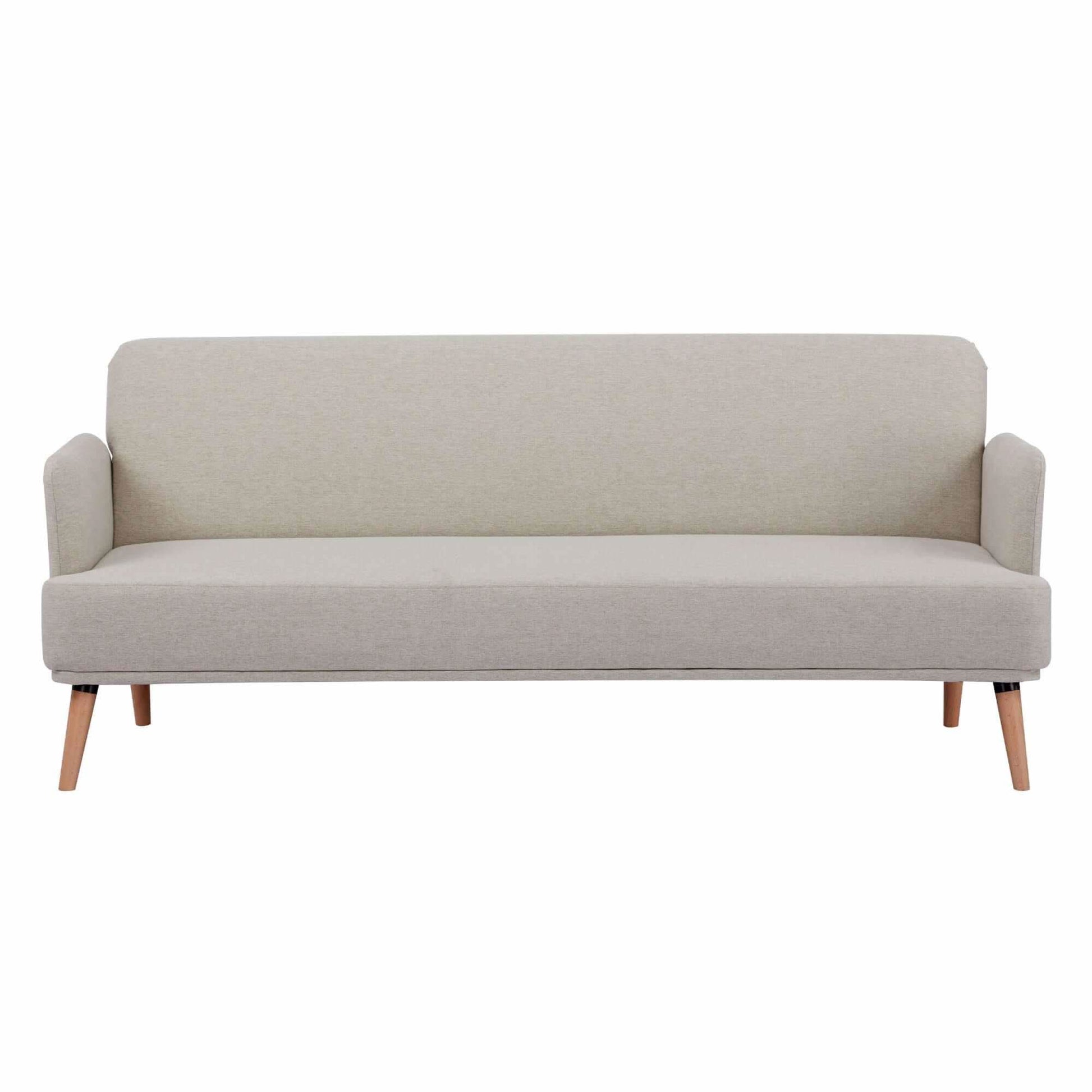 Merlin 3 Seater Futon Bed Fabric Lounge Couch Sofa - Beige