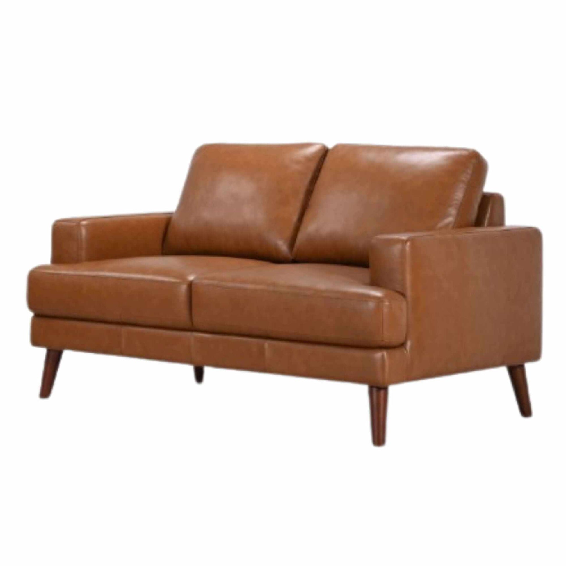 Matilda 2 and 3 Seater Sofa Set Leather Upholstered - Tan