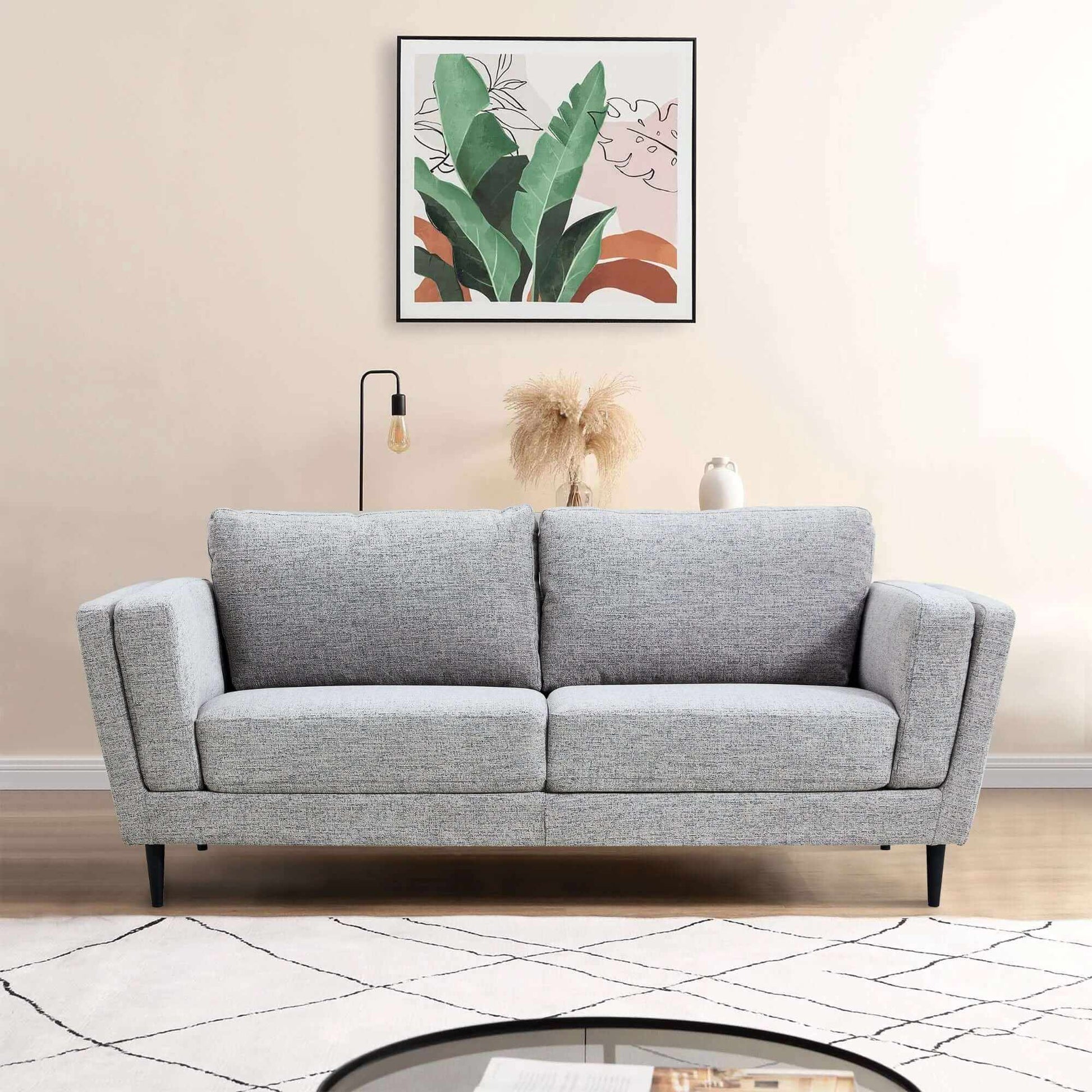 Skylar Upholstered 3 Seater Fabric Sofa Living Room Couch - Pepper