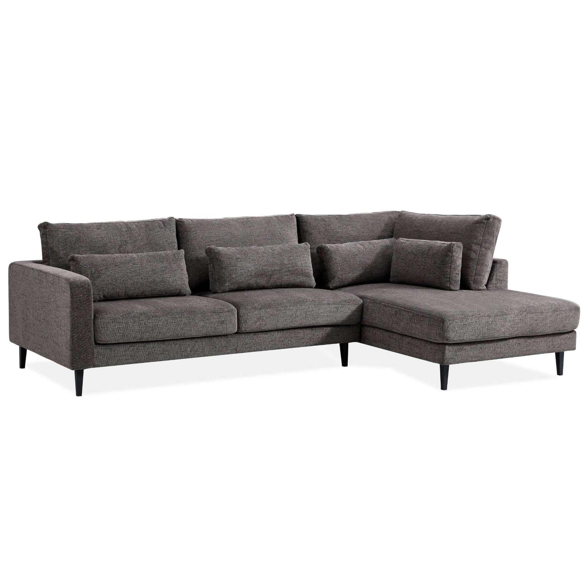 Kaylee 2 Seater Upholstered Right Arm Chaise Lounge - Mink
