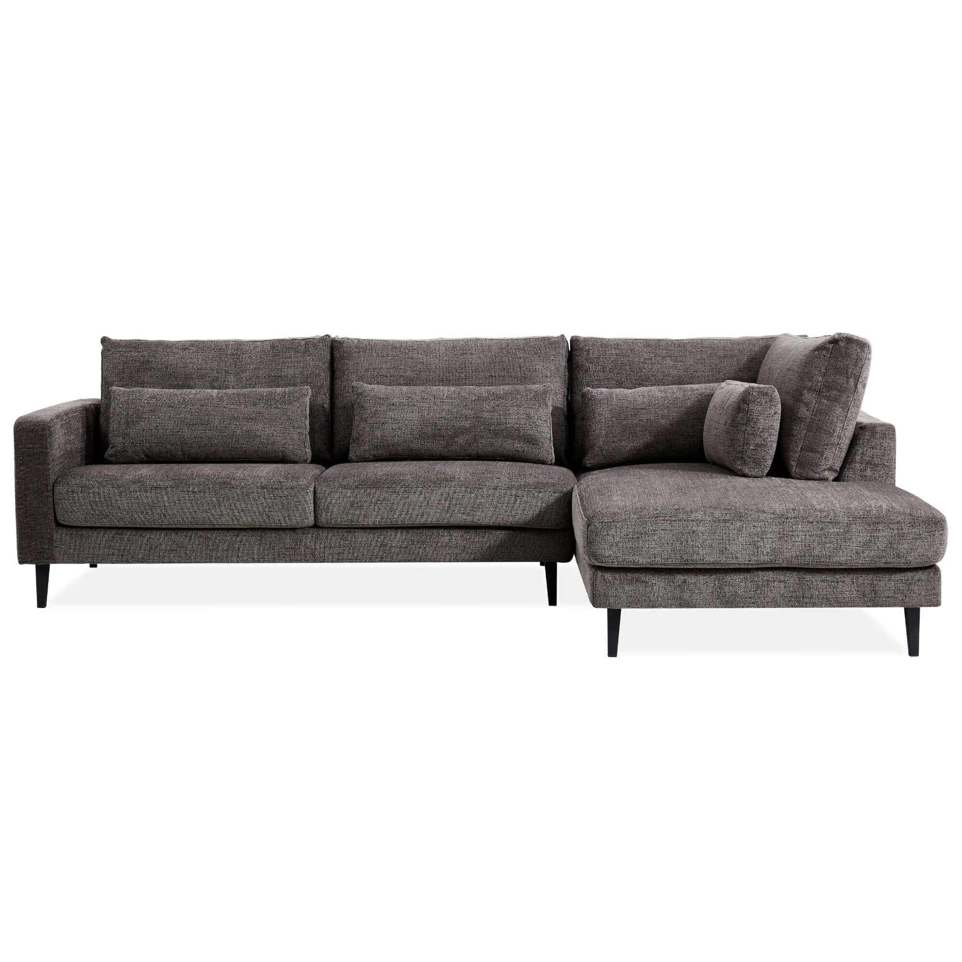 Kaylee 2 Seater Upholstered Right Arm Chaise Lounge - Mink