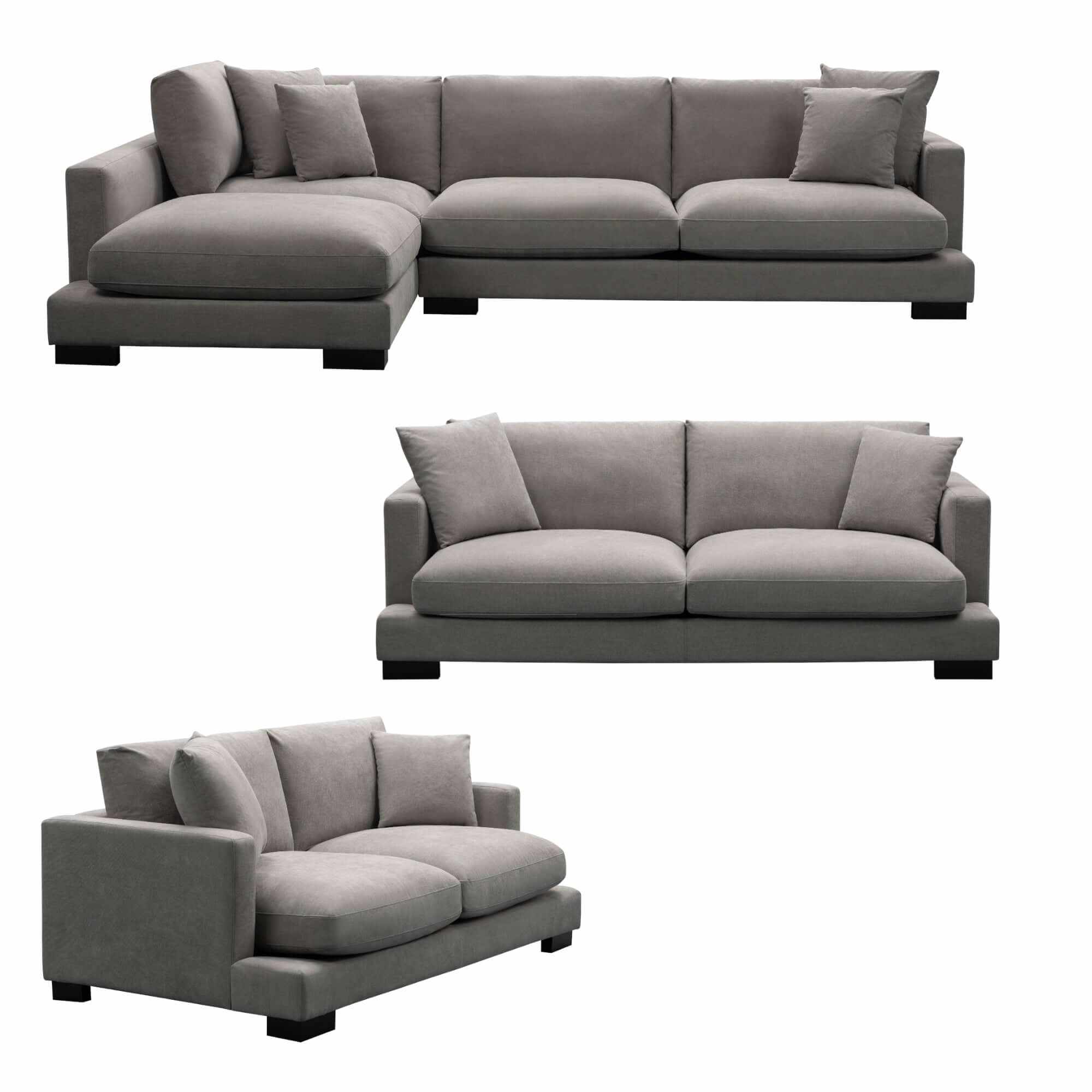 Royalty 3 + 3 + 2 Seater Sofa Fabric Upholstered Left Chaise Lounge Co