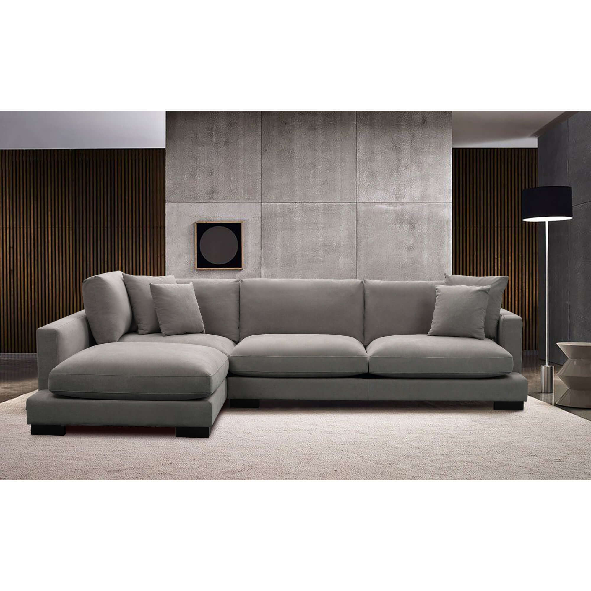 Royalty Grey 3+3+2 Seater Fabric Sofa with Chaise-Upinteriors