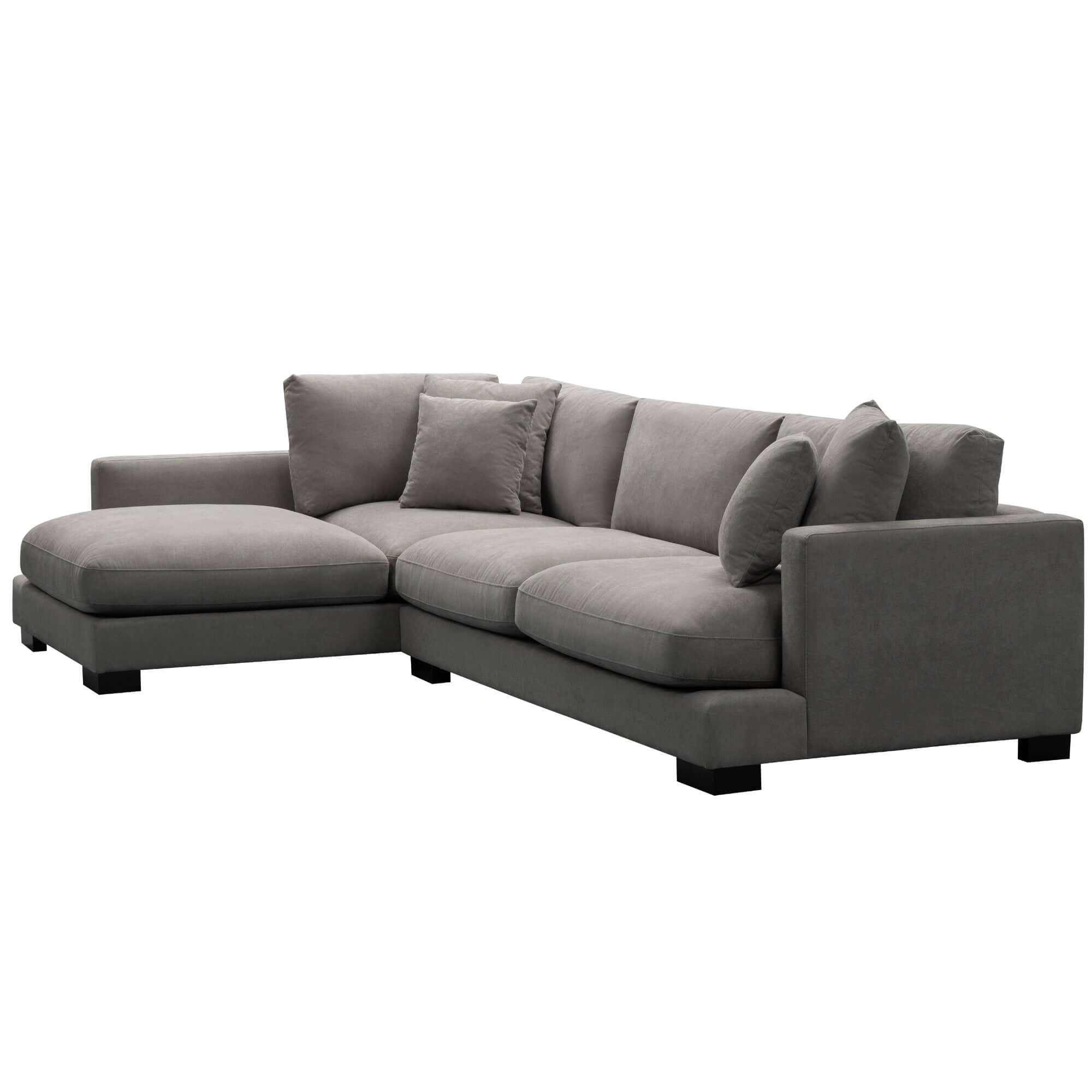 Royalty Fabric Upholstered 3 3 2 Sofa Set Left Chaise Couch - Grey