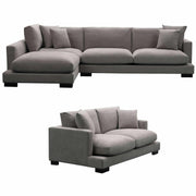 Royalty 3 + 2 Seater Upholstered Left Chaise Grey Sofa Set