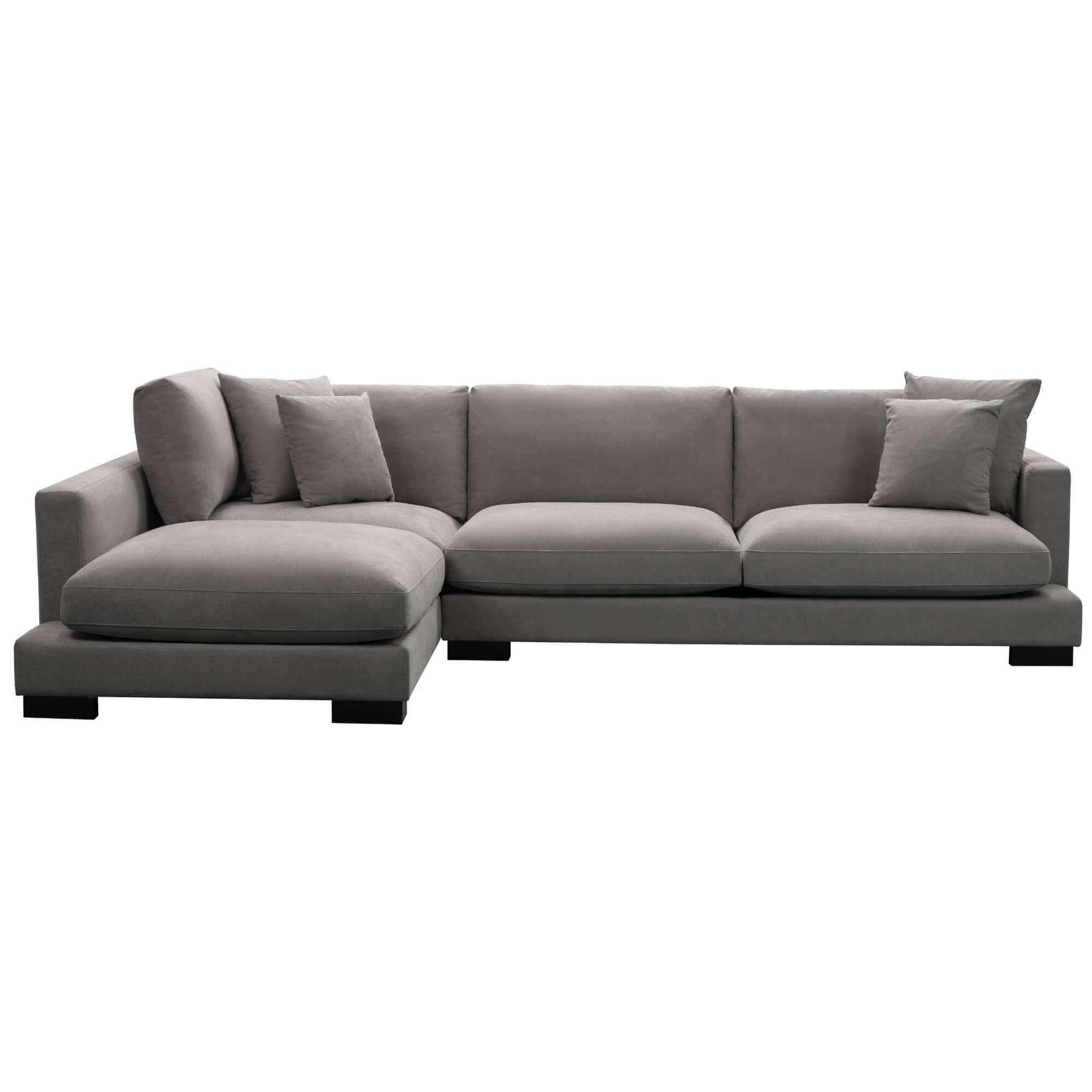 Royalty Fabric Upholstered Left Hand 3 Seater Chaise Lounge - Grey