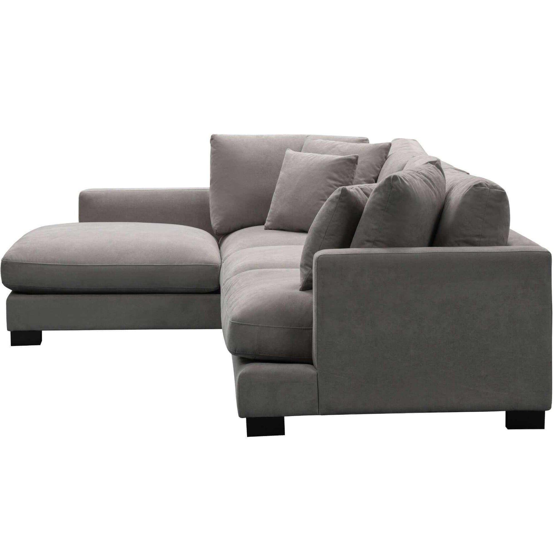 Royalty Fabric Upholstered Left Hand 3 Seater Chaise Lounge - Grey